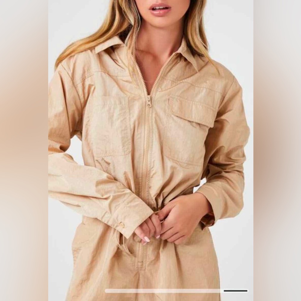 Zip-up Drawstring Jumpsuit - Large - Picture 2 of 6